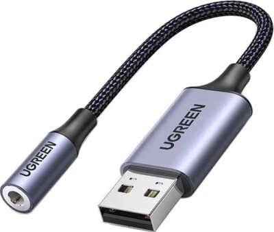 Переходник Ugreen CM477 USB to 3.5 мм Audio Adapter 25см