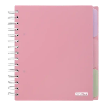 Зошит офісний Buromax Pastel В5 120 арк. з розділювачем клітинка пластикова політурка на пружині рожевий (BM.24355912-10)