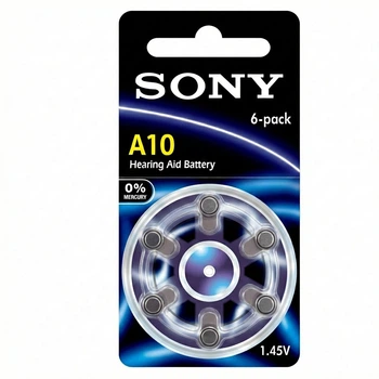 Батарейка цинково-повітряна для слухових апаратів Sony A10 (PR70 / PR536) Zinc-Air 1.45V, 6 штук