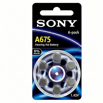 Батарейка цинково-повітряна для слухових апаратів Sony A675 (PR44) Zinc-Air 1.45V, 6 штук