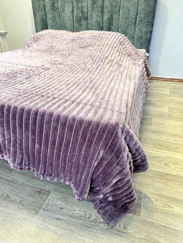 Плед покривало шарпей фліс смужка баклажановий фіолетовий 200х230 см євро розмір
