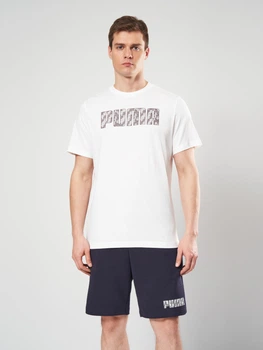 Футболка бавовняна довга чоловіча Puma Essentials Graphics 69178702 S White (4069161976414)