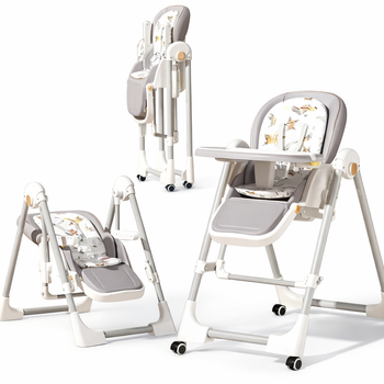 Стільчик для годування BabyChair з регульованою спинкою та столиком, шезлонг, колеса, складний X-715
