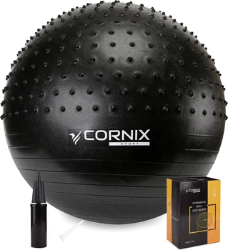 М'яч для фітнесу (фітбол) Cornix 65 см напівмасажний Anti-Burst XR-0474 Black