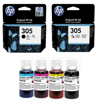 Струменеві картриджі HP 305 Black+Color + Чорнило ColorWay CW-HW350SET01 100мл(3YM61A+3YM60AE)