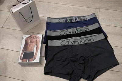 Набір трусів - боксерів Calvin Klein Luxe Модал 3 шт L синій чорний сірий