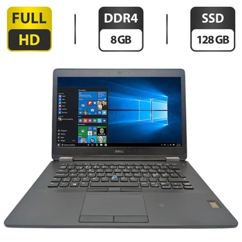 Ноутбук Б-класс Dell Latitude E7470 / 14" (1920x1080) IPS / Intel Core i5-6300U (2 (4) ядра по 2.4 - 3.0 GHz) / 8 GB DDR4 / 128 GB SSD / Intel HD Graphics 520 / WebCam / Fingerprint б/у