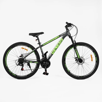 Велосипед спортивный 27.5 дюймов рама 15" SunRun 21 скорость Corso «Genesis» (GS-27625) серо-зеленый