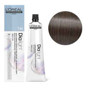 Крем-гель краска с гиалуроновой кислотой без аммиака L`Oreal Professionnel Dia Light Hyaluronic Acidic 7/01 60 мл