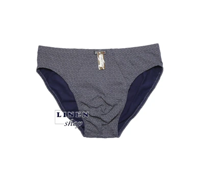 Темно-синие мужские трусы брифы с мелким рисунком Fuko UB 8196 Natural Premium Cotton Briefs L