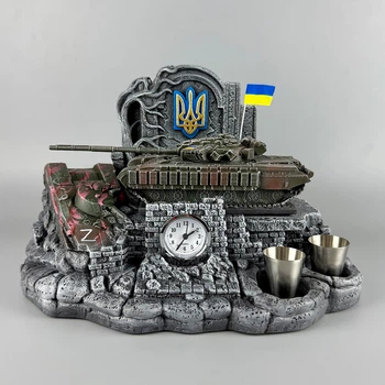 Набор штоф с рюмками 30 мл + металлическая фляга 300мл "Т-64 БВ" BASIC | Украинская символика PA_1093_1