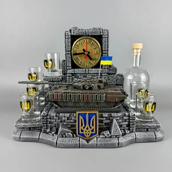 Набір для напоїв із графином 500 мл стопки з встаками "Т-64 БВ" ручна робота PA_1028_3