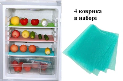 Антибактериальные коврики для холодильника голубые. Защита от влаги и плесени на полках 45×29 см, набор 4 шт