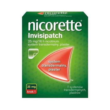 Nicorette Никоретте Invisipatch 25 мг - никотиновый пластырь от курения, трансдермальный пластырь, никотинозаместительная терапия, 7 шт.