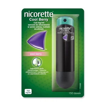 Nicorette Никоретте Cool Berry Oral Spray 1 мг/доза – никотиновый спрей (аэрозоль) от курения, прохладный ягодный вкус, никотинозаместительная терапия, 13,6 мл