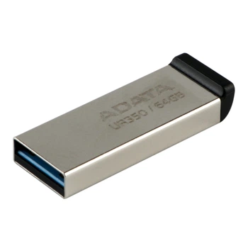Флешка ЮСБ A-Data UR350 64 Gb, USB Flash Drive 3.2 пам'ять 64 Гб Серебро-Черный