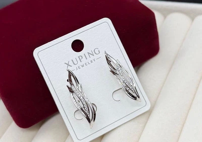 Серьги медицинское золото Xuping изысканые сережки женские бижутерия украшения для уха большие веточки с камушками