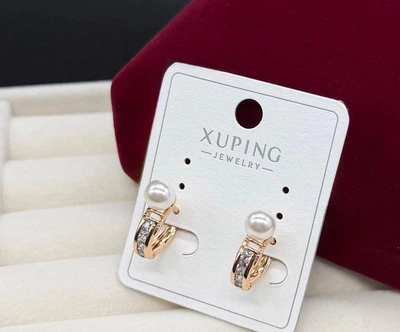 Серьги с камнями бижутерные сережки Xuping изысканные украшения кольца с с жемчуженами для женщин с камушками