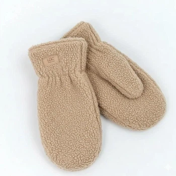 Женские зимние варежки Teddy на меху с эмблемой LGC 5-101 Бежевый