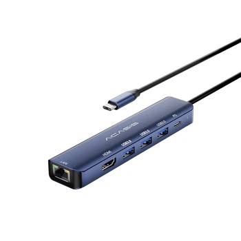 Док-станция Acasis DS-7HN6 с HDMI 4K@30Hz, Ethernet и зарядкой 100Вт Блакитный (DB-2280)