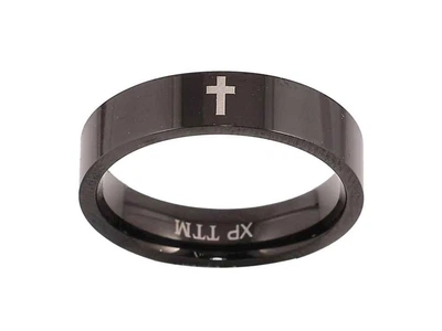 Каблучка XUPING TTM Stainless Steel black "Візерунок хрестик" 5мм (11392) р.18