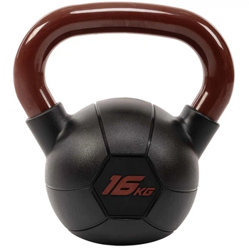 Гиря 16кг цельная тренировочная обрезиненная с окрашенной ручкой LiveUp Urethane LS2050-16 вес 16кг