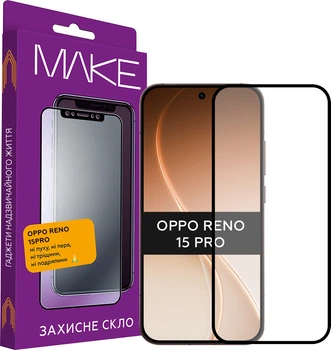 Защитное стекло для смартфона Oppo Reno15 Pro MAKE Black (MGF-OR15P)