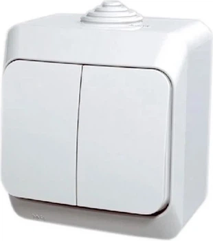 Вимикач 2-клавішний Schneider Electric Cedar Plus IP44 Білий (WDE000550)