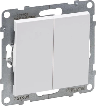 Вимикач 2-клавішний Legrand Suno 10 A Білий 721105 (3414972040365)