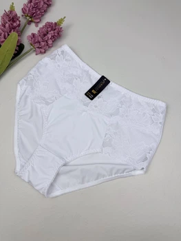 Высокие слипы с утяжкой и кружевными вставками 8186, 3XL (ОБ 120-130), Белый