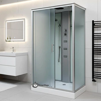 Гидромассажный бокс Ko&Po 715 120x80 см White прямоугольный на низком поддоне, левосторонний, матовое стекло, раздвижная дверь