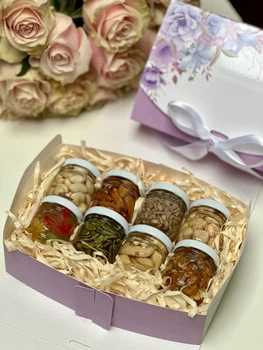 Подарунковий набір Honey__vibe Букет квітів 8 баночок по 50г
