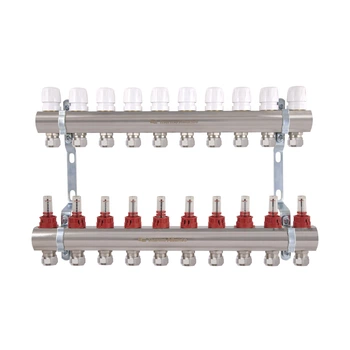 Коллектор латунный с расходомерами и евроконусами Thermo Alliance Standart 1" на 10 выходов TAS235W10E