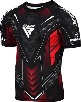 Футболка компрессионная RDX COMPRESSION SHIRT HALF SLEEVES IMMAF-1 черный, красный L