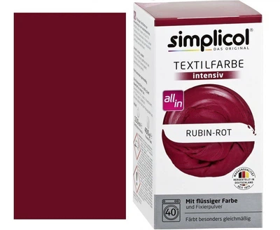 Фарба для одягу та текстилю Simplicol Rubin-Rot Red intensiv (Рубіновий червоний ) 400 г + 150 ml рідкий барвник