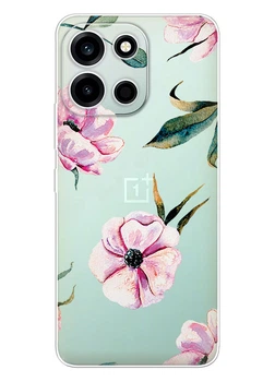 Прозрачный силиконовый чехол iSwag для OnePlus Nord 6 с рисунком - Пионы (ISOPN6-8)
