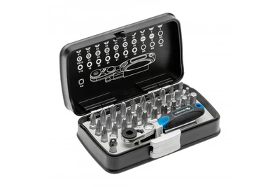 HOEGERT Набор бит с трещоткой 1/4", SL, PH, PZ, HEX, Torx, Torx c отверстием, 33 шт. - HT1R460