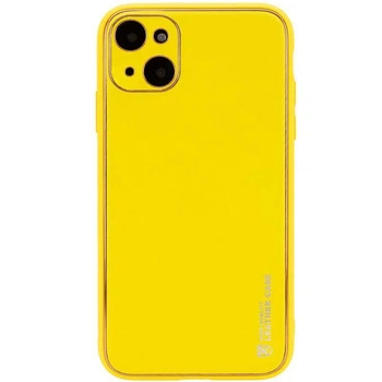 Кожаный чехол Xshield для Apple iPhone 14 (6.1") (Желтый / Yellow) (140906)