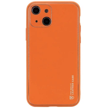 Кожаный чехол Xshield для Apple iPhone 14 Plus (6.7") (Оранжевый / Apricot) (140926)