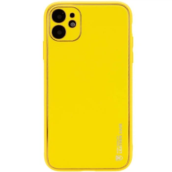 Кожаный чехол Xshield для Apple iPhone 12 (6.1") (Желтый / Yellow) (3477)