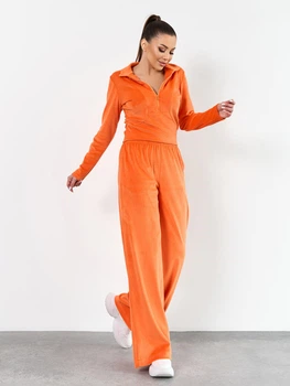 Костюм со штанами и кофтой в стиле casual домашний молодежный с топом ISSA PLUS 15342 XL оранжевый (issa2007682786190)