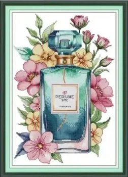 Набор для вышивания по нанесённой на канву схеме "Flower Perfume Bottle".AIDA 14CT printed , 26*35 см