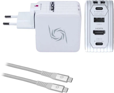 Мережевий зарядний пристрій AverMedia Core Go 2xUSB-C USB-A HDMI PD3.0 100 Вт Білий