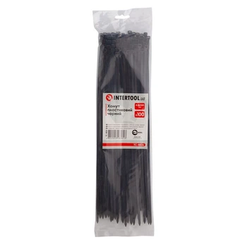 Хомут пластиковий, 4,8×350 мм, 100 шт/упак, чорний INTERTOOL TC-4836