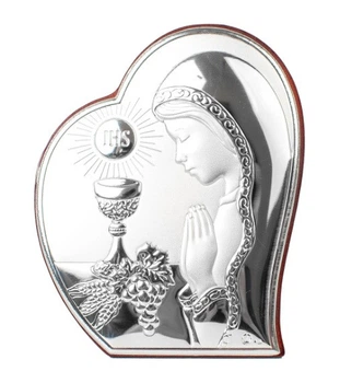 Срібна ікона Пам'ятка Першого Причастя 15х11,5см Дівчинка Prince (MA-E970/3)