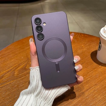 Чохол силіконовий з магнітом протиударний Case with MagSafe для Samsung Galaxy S24 FE (Samsung S24FE) purple