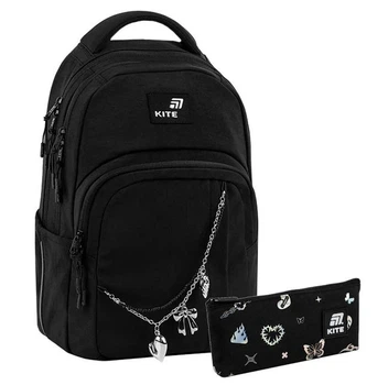 Рюкзак шкільний + пенал Kite Education teens Black&Charm K26-2578M-1