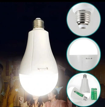 Аварийная аккумуляторная светодиодная LED лампа E27 20W 2 акамулятора 18650