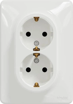 Подвійна розетка Schneider Electric Sedna Design Schuko з шторками Біла (SDD311221)