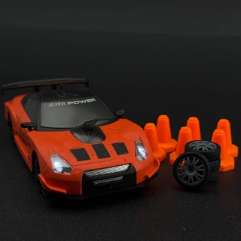 Игрушечная машинка Nissan GT-R оранжевая для дрифта на радиоуправлении 4WD HB Toys